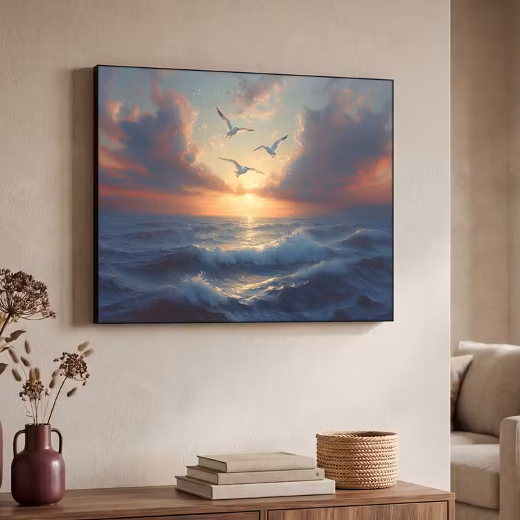 Art Frame - Meeuwen - Zonsondergang - Zee - Wolken — 4