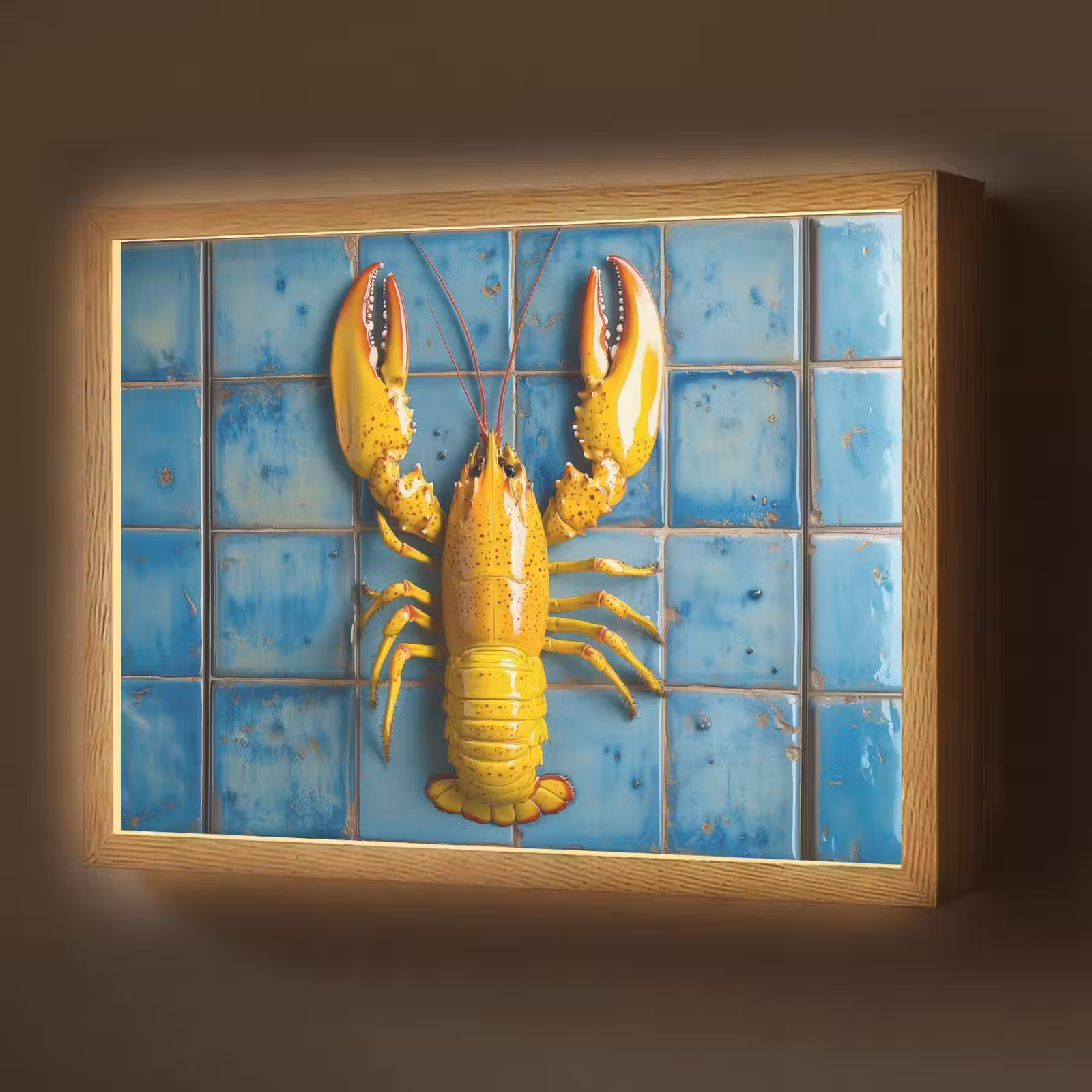 Lightbox - Wandlamp - Kreeft - Geel - Blauw - Tegels — 1