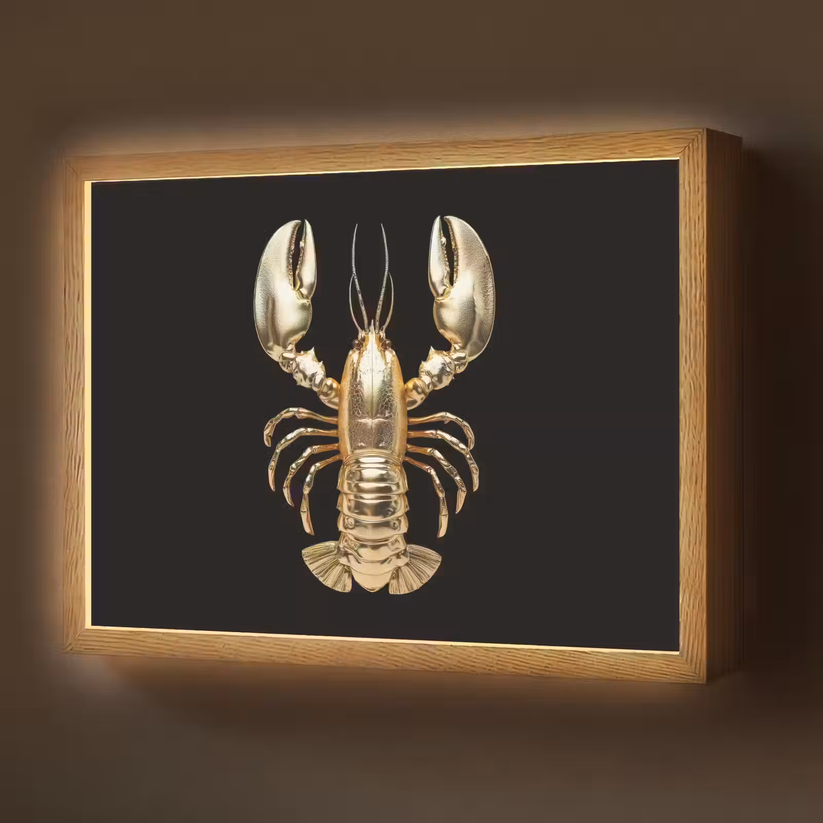 Lightbox - Wandlamp - Kreeft - Goud - Textuur - Zwart — 1