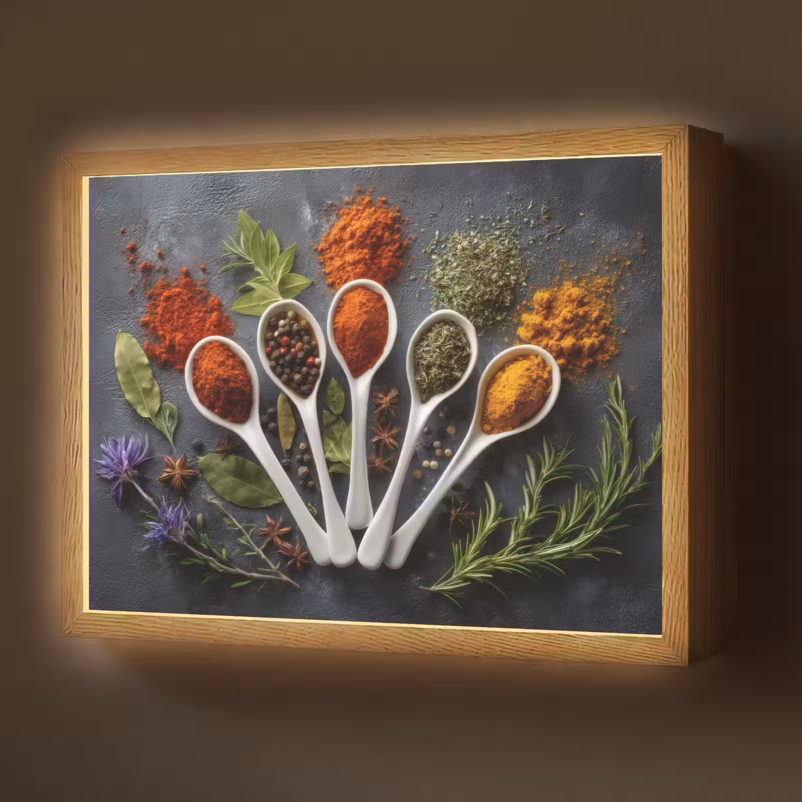 Lightbox - Wandlamp - Lepels - Wit - Poeder - Kruiden — 1