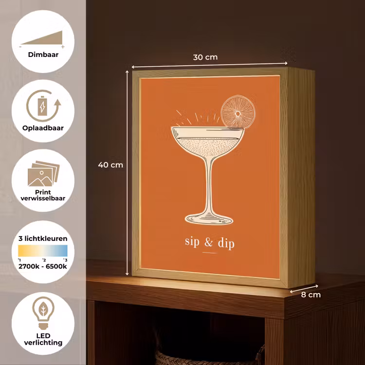 Lightbox - Wandlamp - Cocktail - Oranje - Zomer - Quote — 9