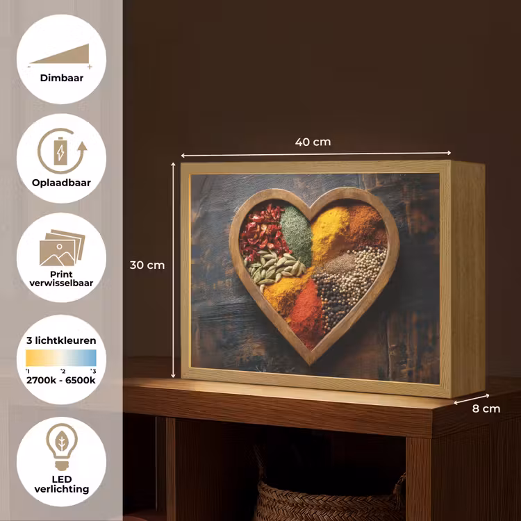 Lightbox - Wandlamp - Houten - Hart - Kleurrijke - Specerijen — 10