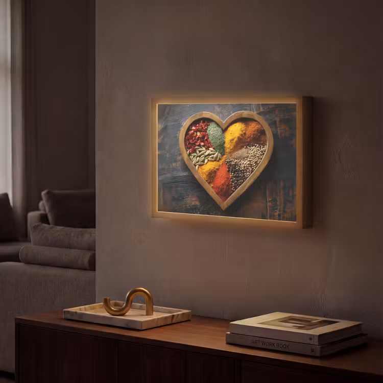 Lightbox - Wandlamp - Houten - Hart - Kleurrijke - Specerijen — 2