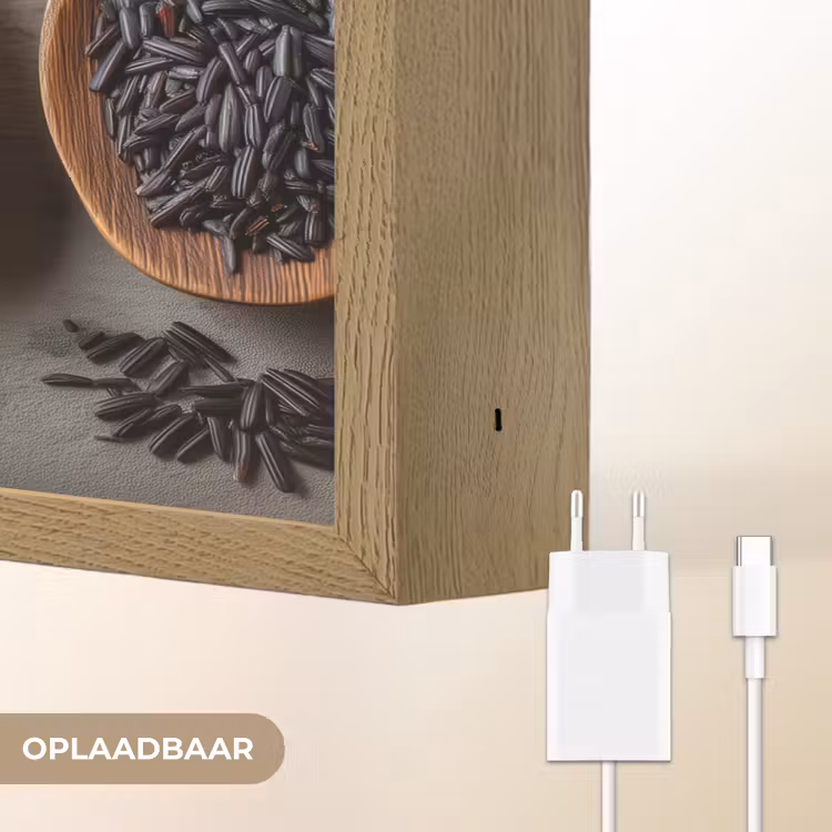 Lightbox - Wandlamp - Houten - Lepels - Rijst - Zaden — 7