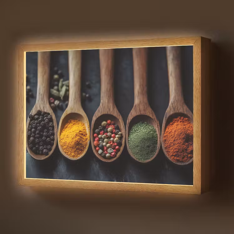 Lightbox - Wandlamp - Houten - Lepels - Specerijen - Kruiden — 1