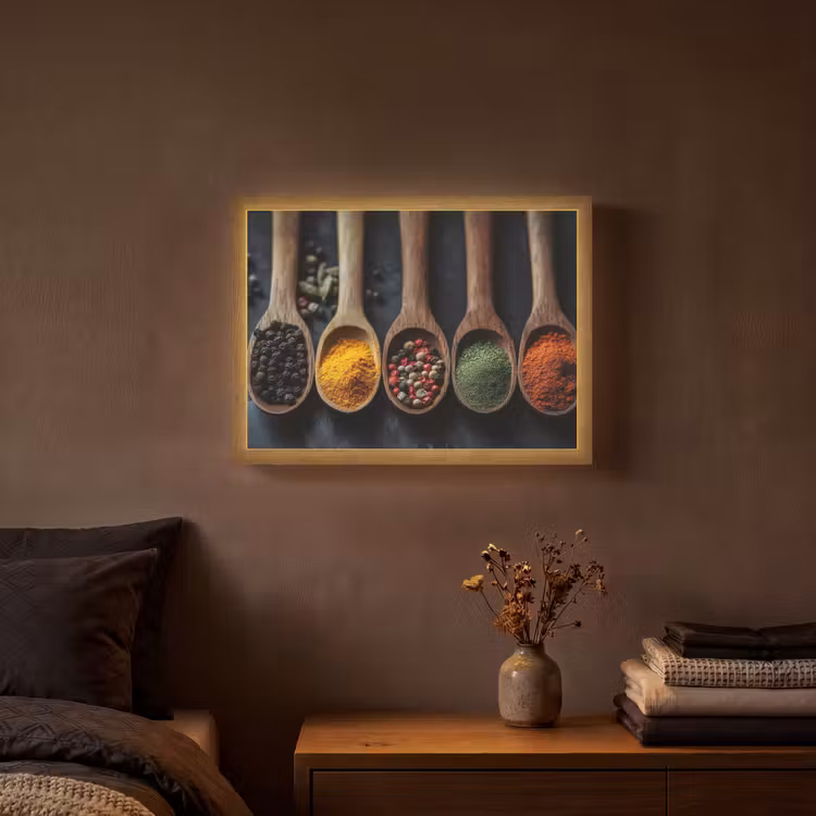 Lightbox - Wandlamp - Houten - Lepels - Specerijen - Kruiden — 3