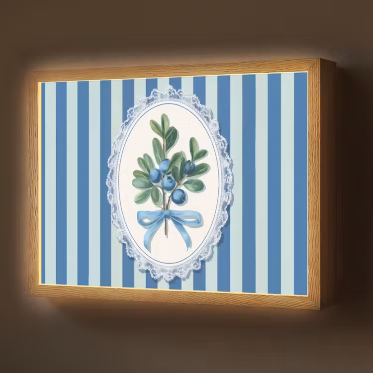 Lightbox - Wandlamp - Illustratie - Bessen - Blauw - Strepen — 1
