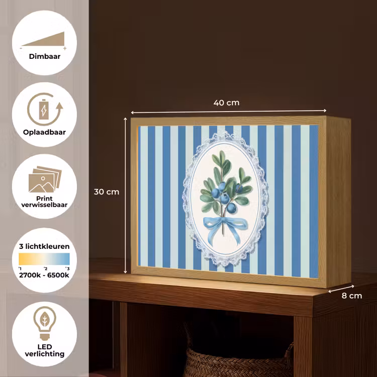 Lightbox - Wandlamp - Illustratie - Bessen - Blauw - Strepen — 10