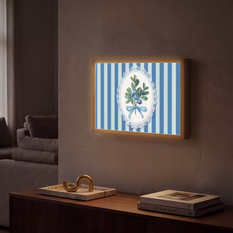 Lightbox - Wandlamp - Illustratie - Bessen - Blauw - Strepen — 2