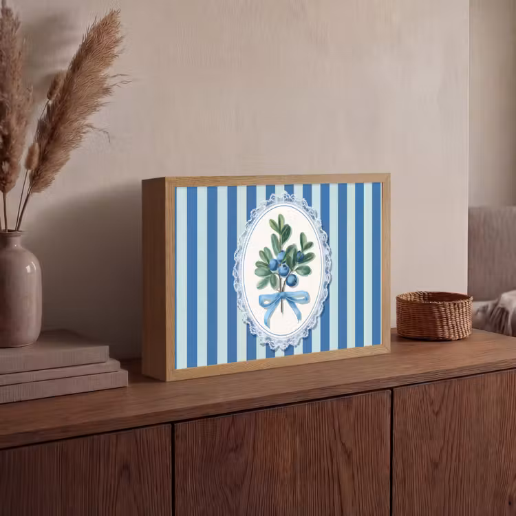 Lightbox - Wandlamp - Illustratie - Bessen - Blauw - Strepen — 4