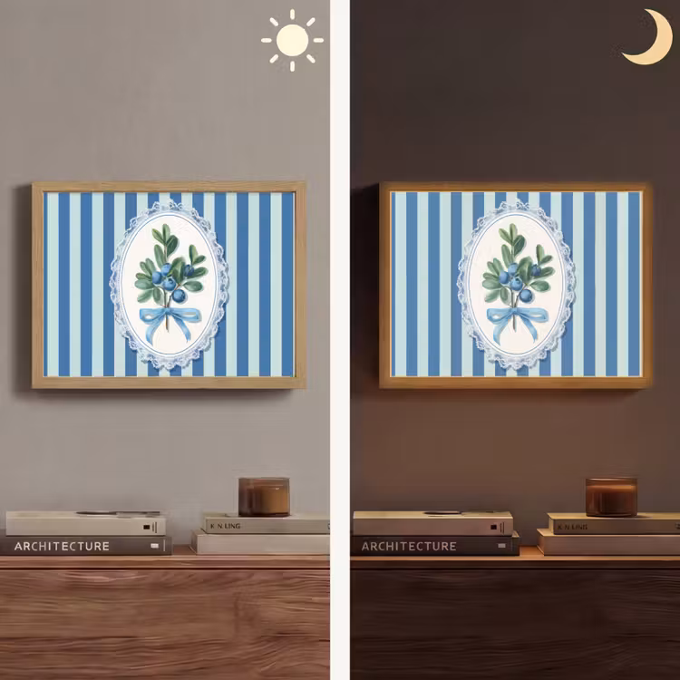 Lightbox - Wandlamp - Illustratie - Bessen - Blauw - Strepen — 6