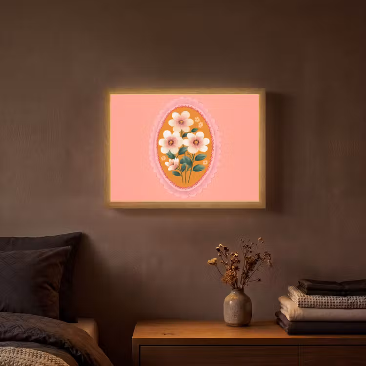 Lightbox - Wandlamp - Illustratie - Bloemen - Rand - Roze — 3