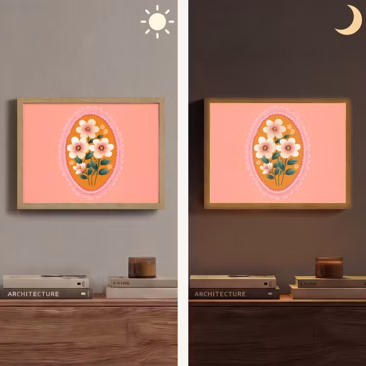 Lightbox - Wandlamp - Illustratie - Bloemen - Rand - Roze — 6