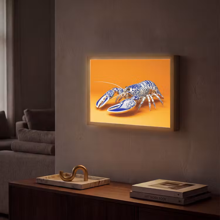Lightbox - Wandlamp - Kreeft - Delftsblauw - Schild - Stoer - Oranje — 2