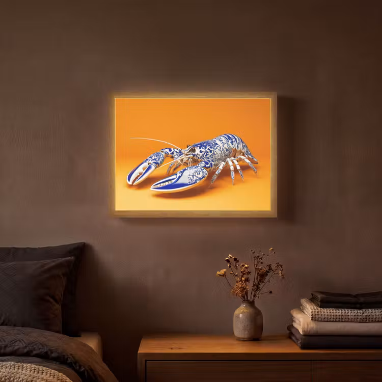 Lightbox - Wandlamp - Kreeft - Delftsblauw - Schild - Stoer - Oranje — 3