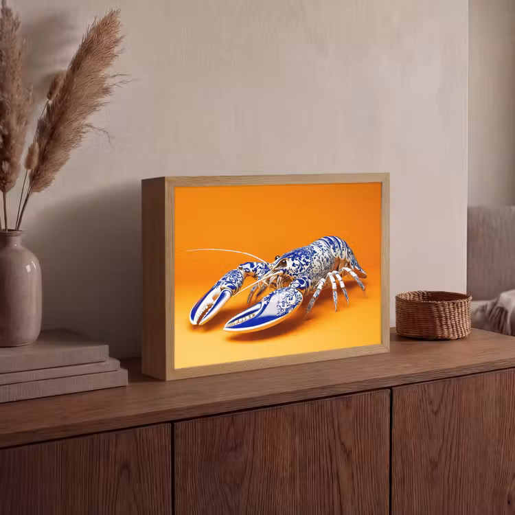 Lightbox - Wandlamp - Kreeft - Delftsblauw - Schild - Stoer - Oranje — 4