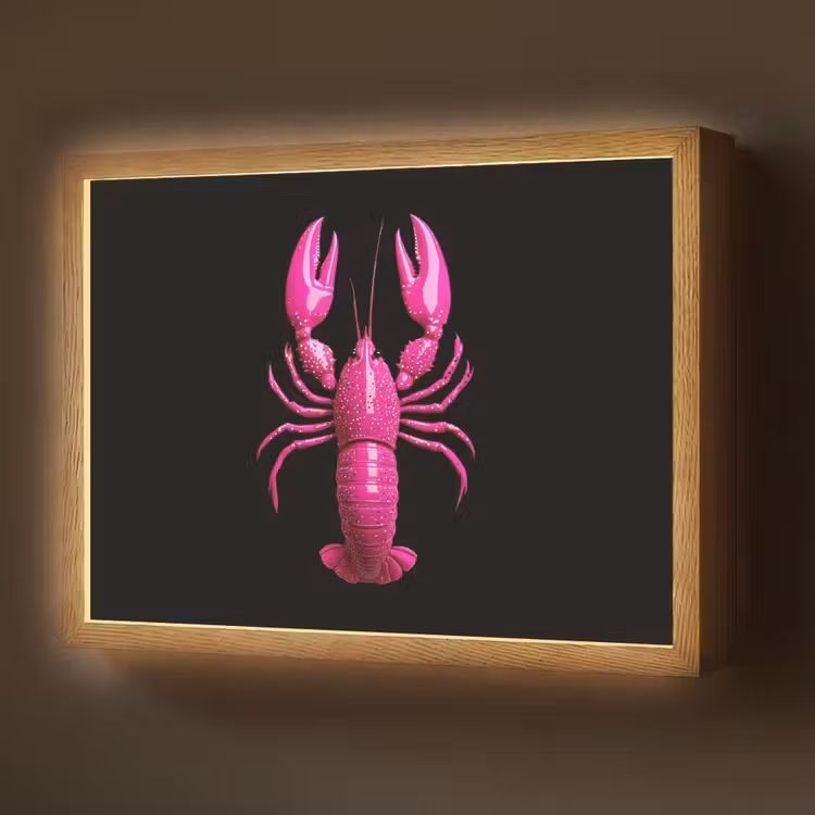 Lightbox - Wandlamp - Kreeft - Felroze - Stippen - Opvallend — 1