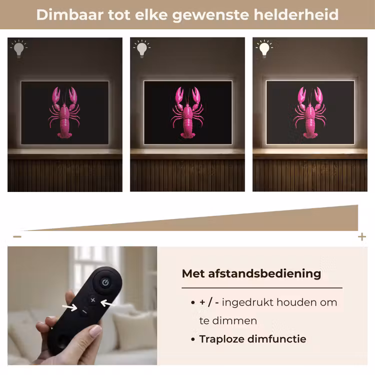 Lightbox - Wandlamp - Kreeft - Felroze - Stippen - Opvallend — 9