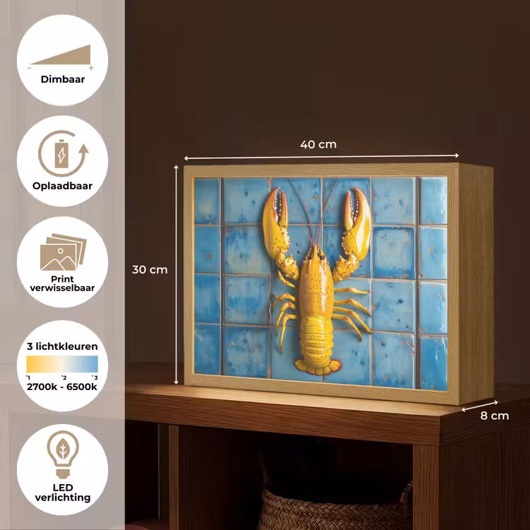 Lightbox - Wandlamp - Kreeft - Geel - Blauw - Tegels — 10