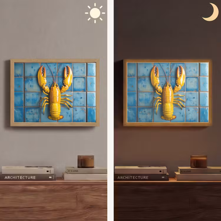 Lightbox - Wandlamp - Kreeft - Geel - Blauw - Tegels — 6