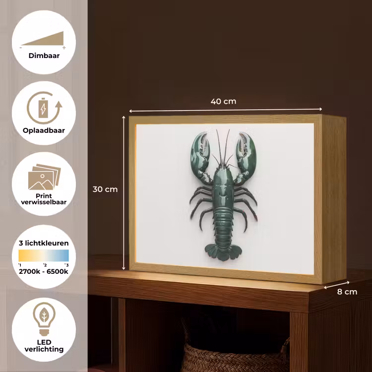 Lightbox - Wandlamp - Kreeft - Glossier - Groen - Wit — 10