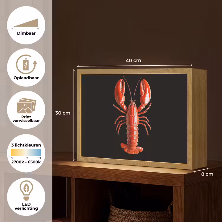 Lightbox - Wandlamp - Kreeft - Glossier Rood - Zwart — 10