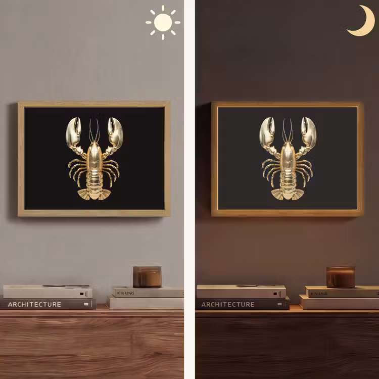 Lightbox - Wandlamp - Kreeft - Goud - Textuur - Zwart — 6