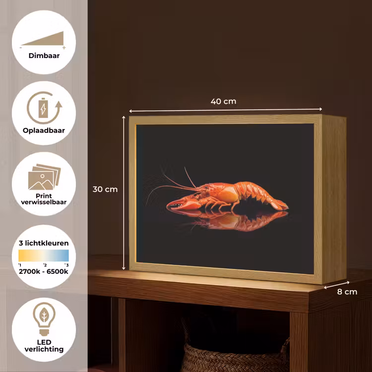 Lightbox - Wandlamp - Kreeft - Oranje - Zwart - Opvallend — 10