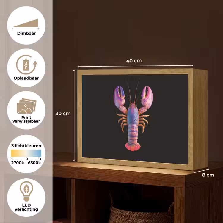 Lightbox - Wandlamp - Kreeft - Paars - Roze - Zwart - Stippen - Lila — 10