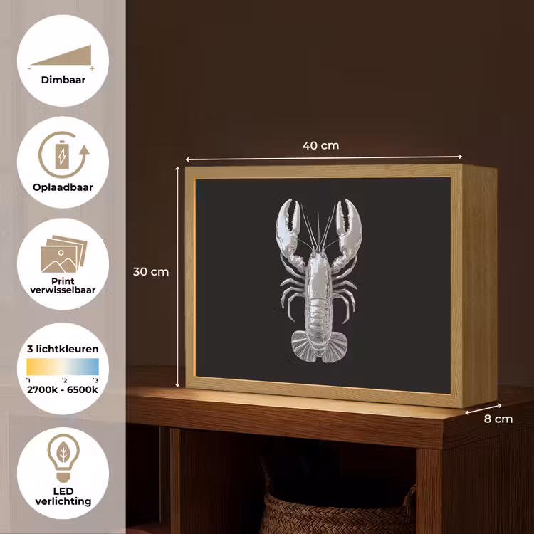 Lightbox - Wandlamp - Kreeft - Zilver - Metallic - Luxe — 10