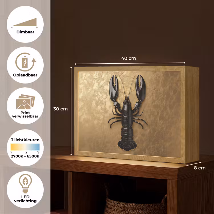 Lightbox - Wandlamp - Kreeft - Zwart - Goud - Luxe — 10