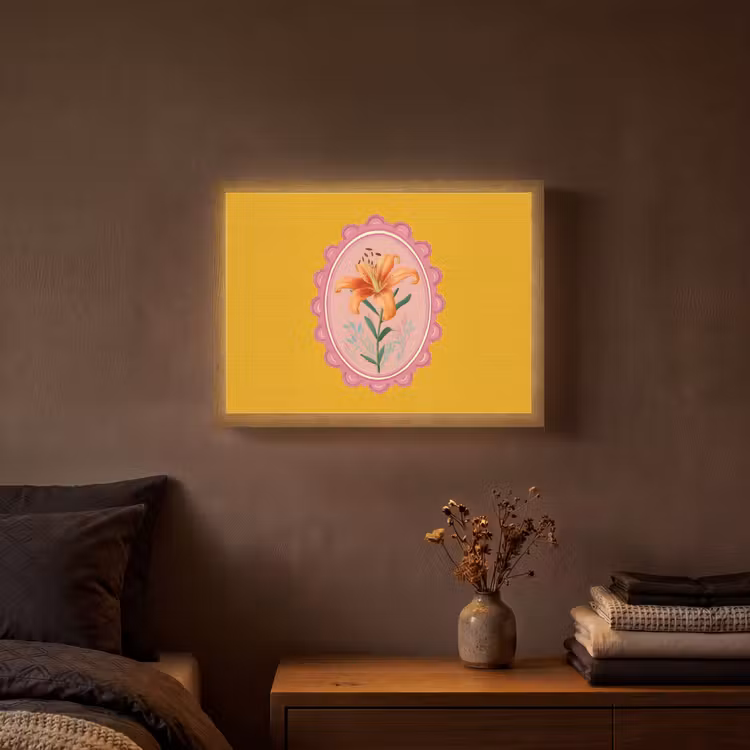 Lightbox - Wandlamp - Lelie - Oranje - Lijst - Ovaal — 3
