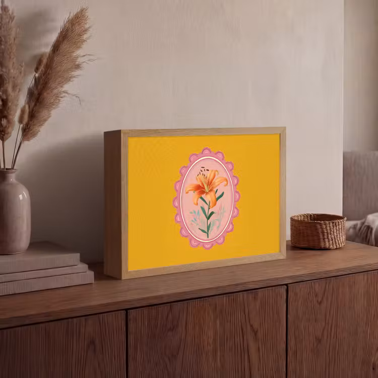 Lightbox - Wandlamp - Lelie - Oranje - Lijst - Ovaal — 4