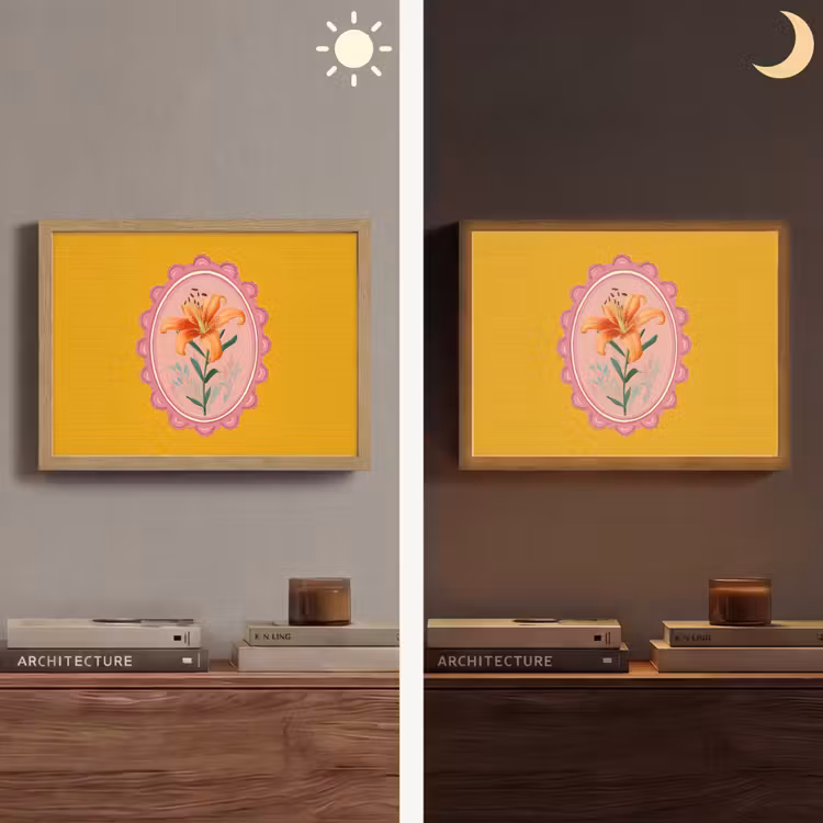 Lightbox - Wandlamp - Lelie - Oranje - Lijst - Ovaal — 6
