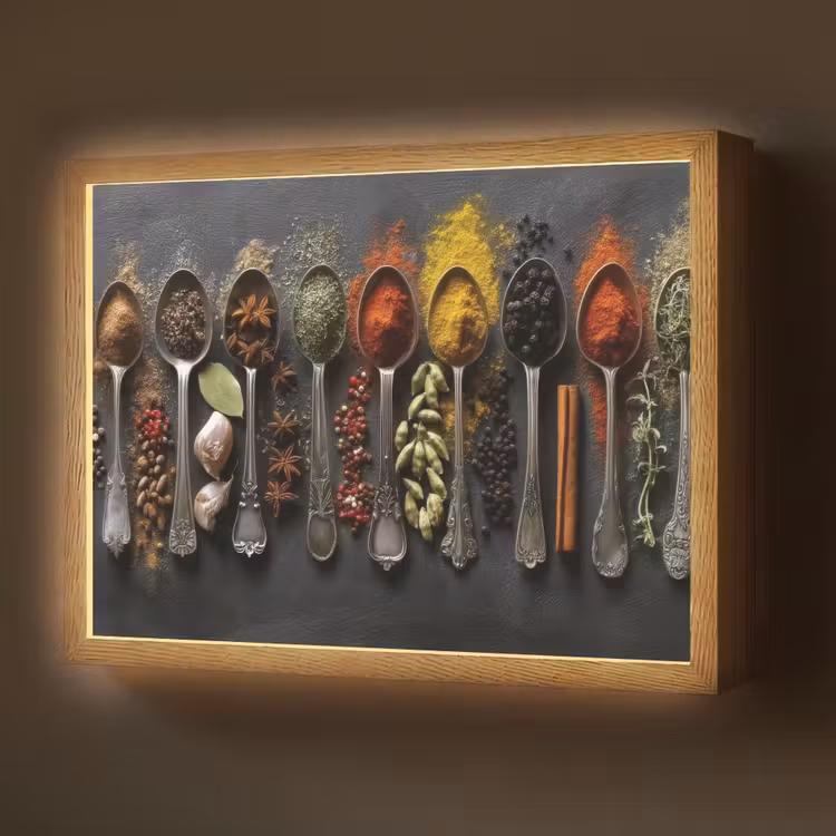 Lightbox - Wandlamp - Lepels - Specerijen - Kaneel - Chili — 1
