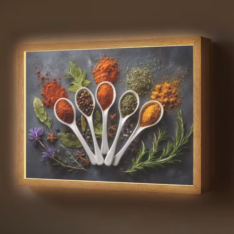 Lightbox - Wandlamp - Lepels - Wit - Poeder - Kruiden — 1