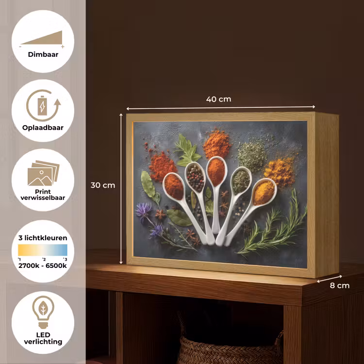 Lightbox - Wandlamp - Lepels - Wit - Poeder - Kruiden — 10