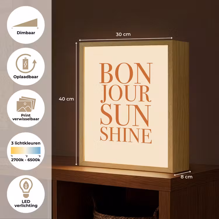 Lightbox - Wandlamp - Oranje - Quote - Sun — 9