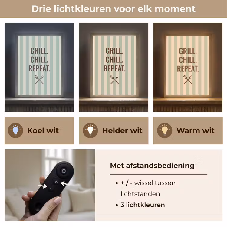 Lightbox - Wandlamp - Quote - Strepen - Grill — 7