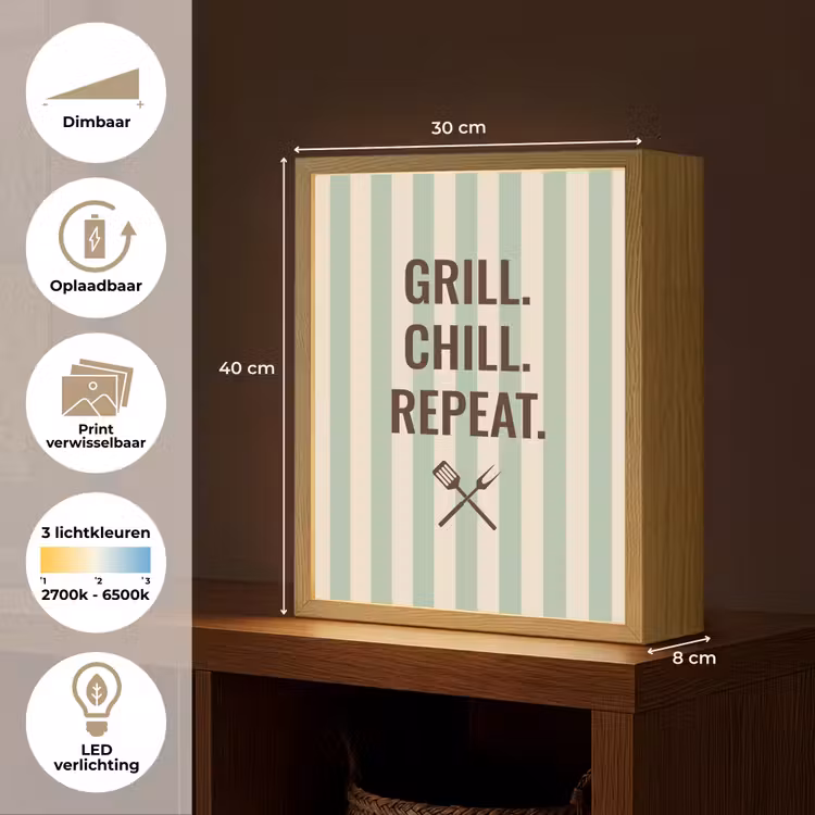 Lightbox - Wandlamp - Quote - Strepen - Grill — 9