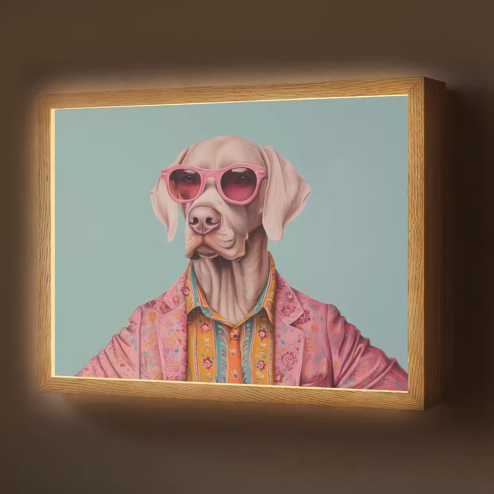 Lightbox - Wandlamp - Hond - Overhemd - Bloemen - Bril — 1