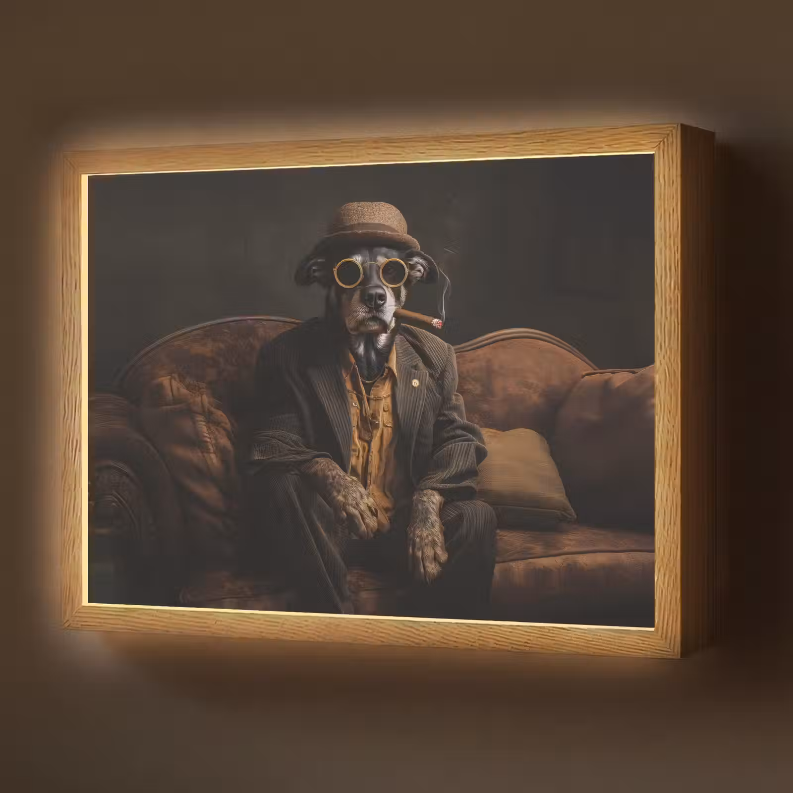 Lightbox - Wandlamp - Hond - Sigaar - Hoed - Pak — 1