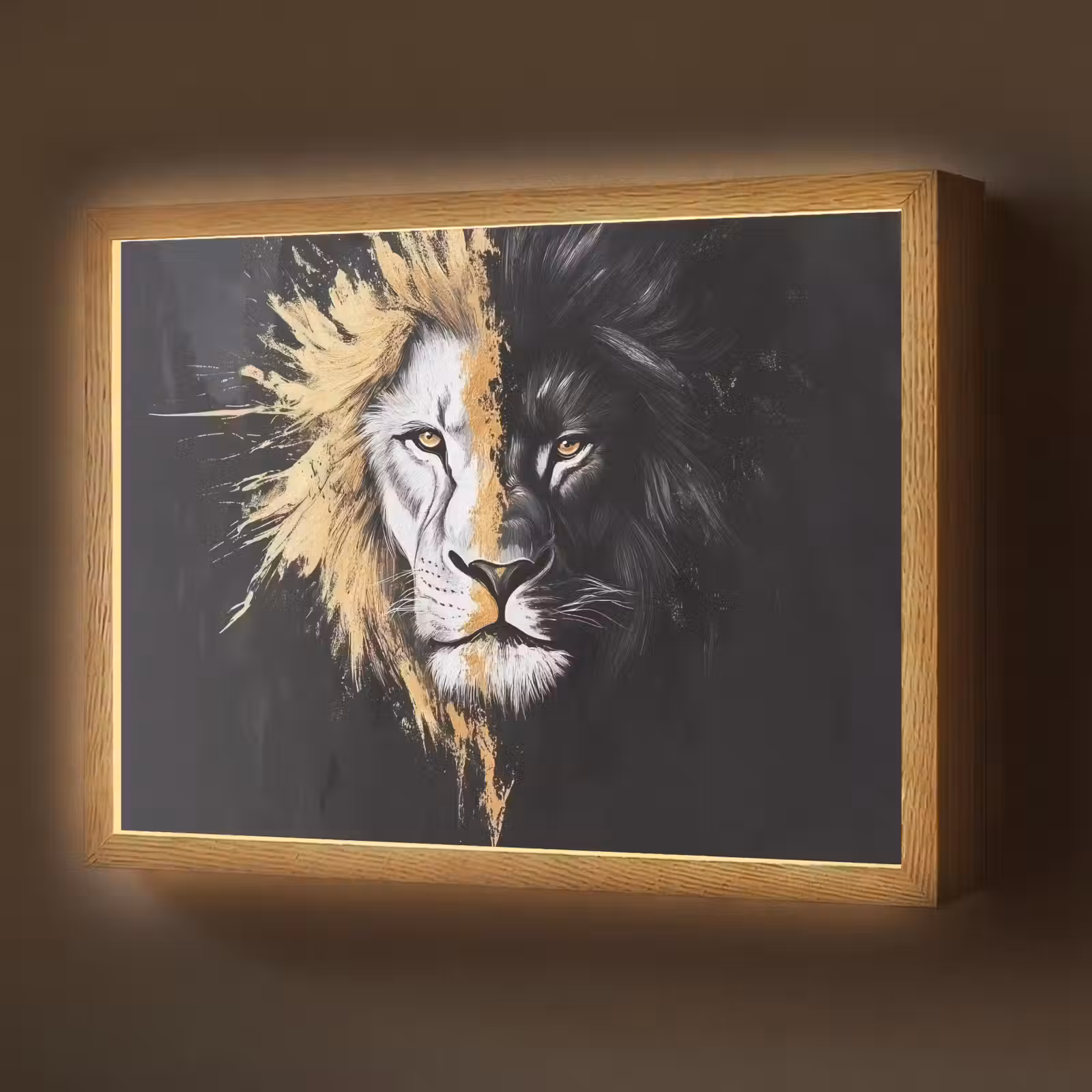 Lightbox - Wandlamp - Leeuw - Gesplitst - Zwart - Lijn — 1