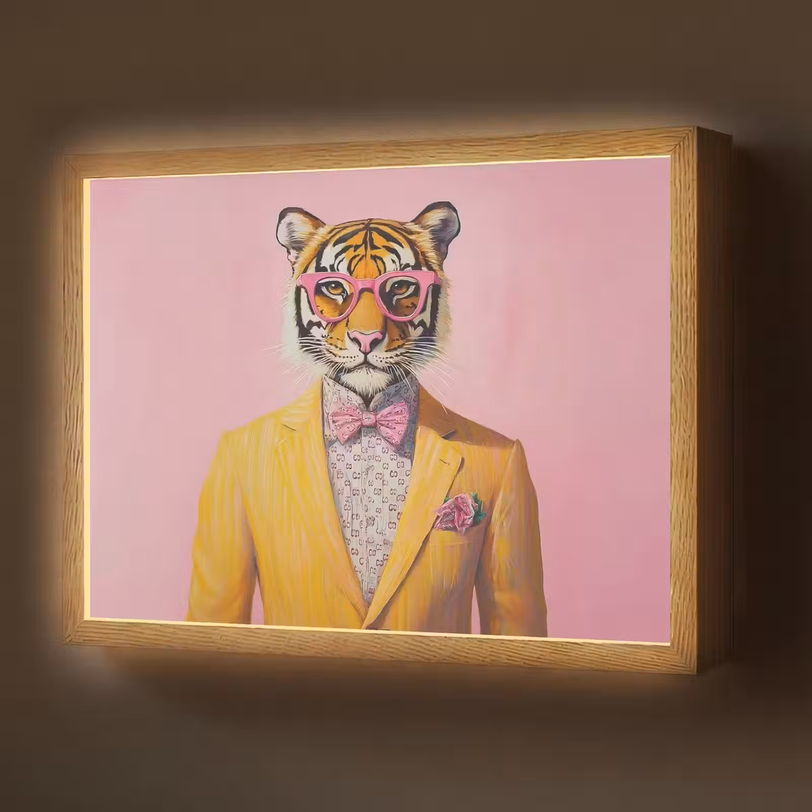 Lightbox - Wandlamp - Tijger - Bril - Geel - Jasje — 1