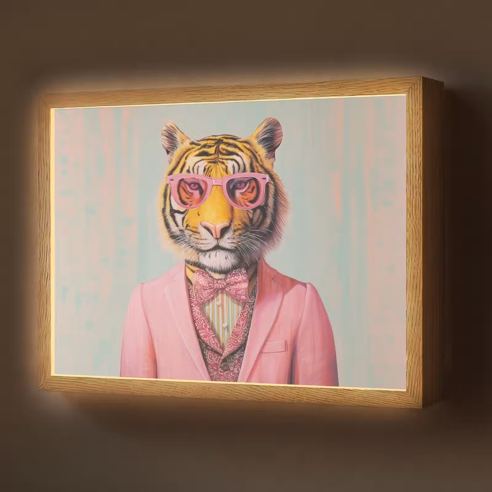 Lightbox - Wandlamp - Tijger - Strik - Jasje - Roze — 1