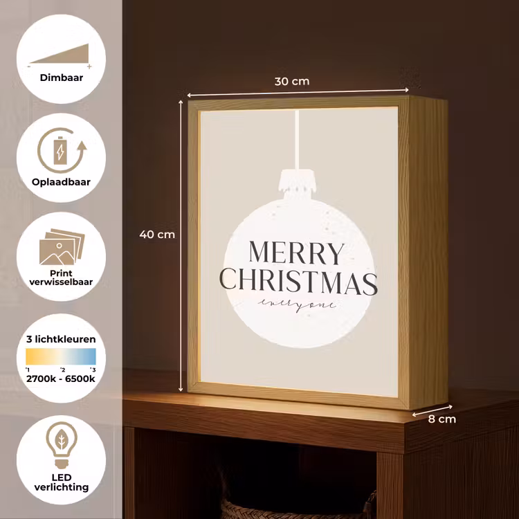 Lightbox - Wandlamp - Christmas - Kerstballen - Japandi - Witte kerstballen — 9