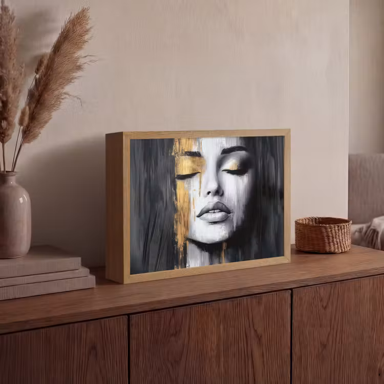 Lightbox - Wandlamp - Gezicht - Vrouw - Penseelstreken - Abstract — 4