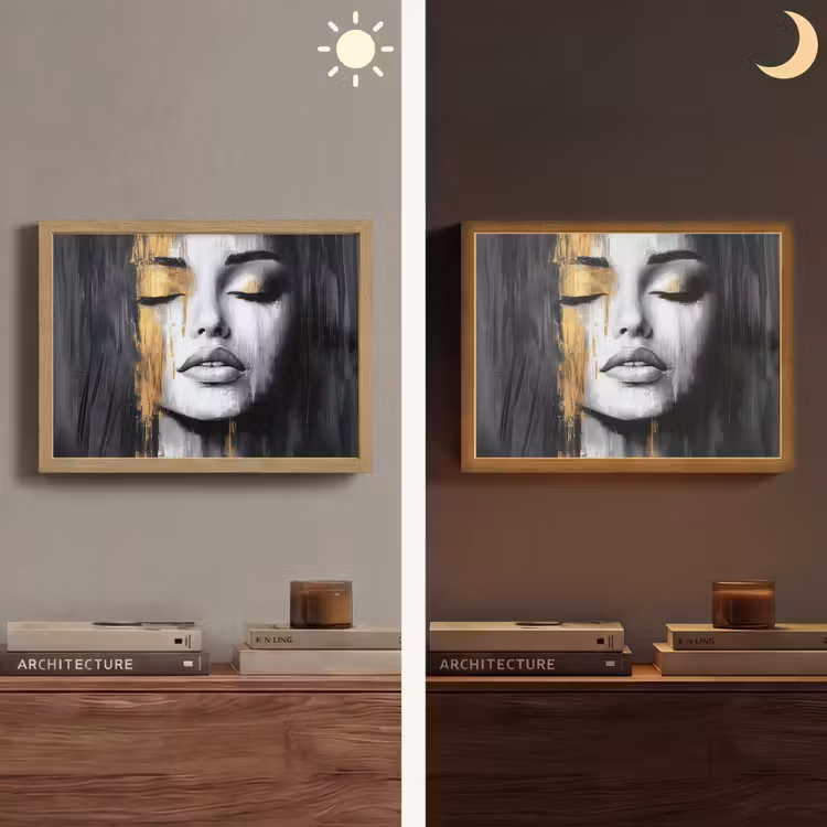 Lightbox - Wandlamp - Gezicht - Vrouw - Penseelstreken - Abstract — 6