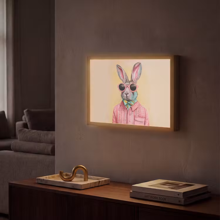 Lightbox - Wandlamp - Grijs - Konijn - Blouse - Strik — 2