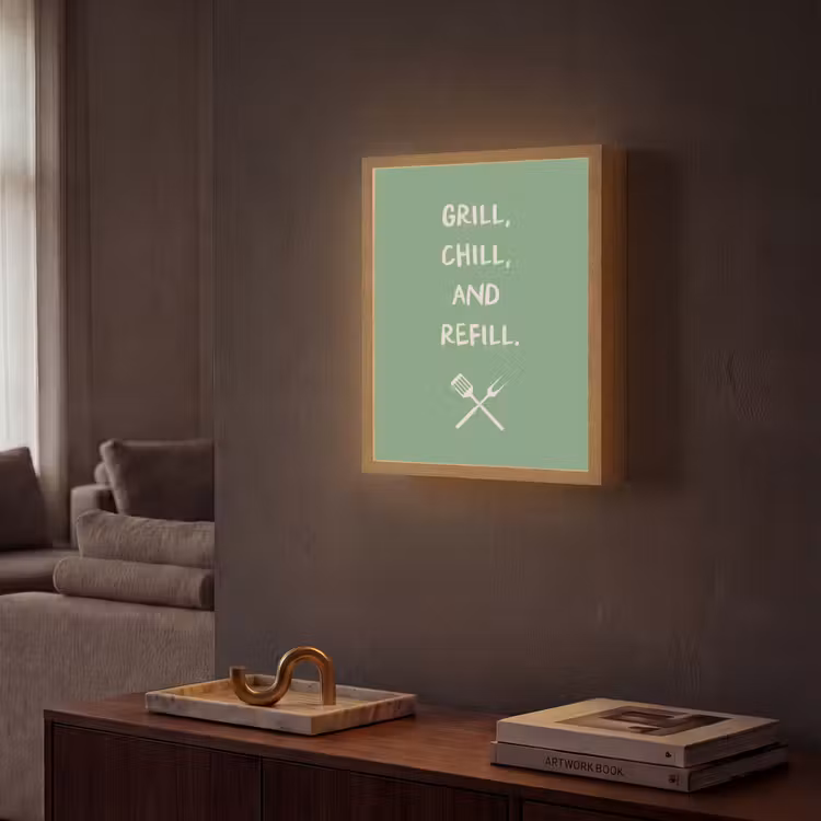 Lightbox - Wandlamp - Grill - Groen - Zomer - Quote — 2